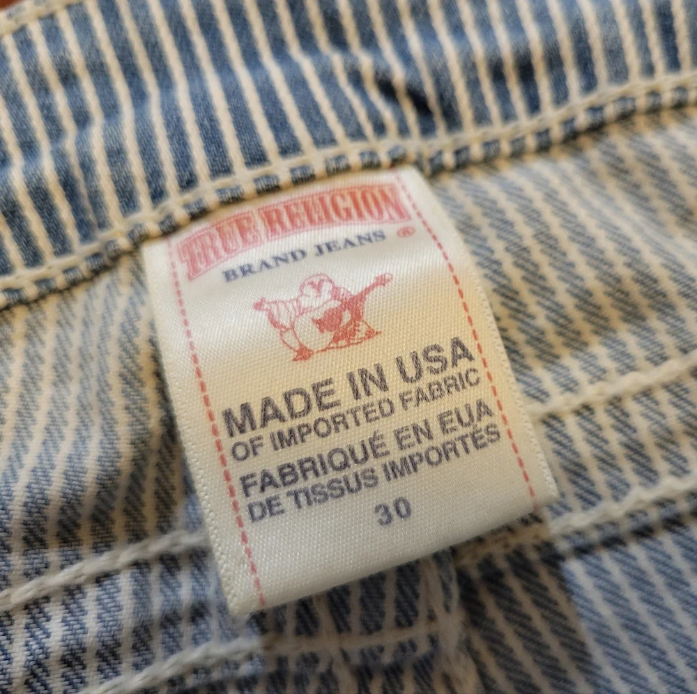 True Religion Denim Pant Capri Pinstripe Railroad 30 NWT New Designer - Picture 7 of 10